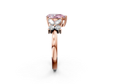 Rose gold Fancy Pink Pear  Diamond Floral Cluster Ring with Solitaire Band and Prong Setting_46