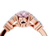 Rose gold Fancy Pink Pear  Diamond Floral Cluster Ring with Solitaire Band and Prong Setting_48