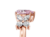 Rose gold Fancy Pink Pear  Diamond Floral Cluster Ring with Solitaire Band and Prong Setting_49