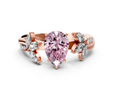 Rose gold Fancy Pink Pear  Diamond Floral Vine Solitaire Engagement Ring_3