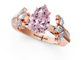 Rose gold Fancy Pink Pear  Diamond Floral Vine Solitaire Engagement Ring_4