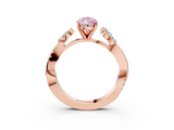 Rose gold Fancy Pink Pear  Diamond Floral Vine Solitaire Engagement Ring_6