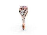 Rose gold Fancy Pink Pear  Diamond Halo Ring with Marquise and Pavé Band in Prong Setting_51