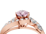 Rose gold Fancy Pink Pear  Diamond Halo Ring with Marquise and Pavé Band in Prong Setting_53