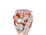 Rose gold Fancy Pink Pear  Diamond Halo Ring with Marquise and Pavé Band in Prong Setting_54