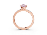 Rose gold Fancy Pink Pear  Diamond Pavé Band Solitaire with Four-Prong Setting_184