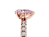 Rose gold Fancy Pink Pear  Diamond Pavé Band Solitaire with Four-Prong Setting_186
