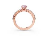 Rose gold Fancy Pink Pear  Diamond Pavé Band Solitaire with Four-Prong Setting_6