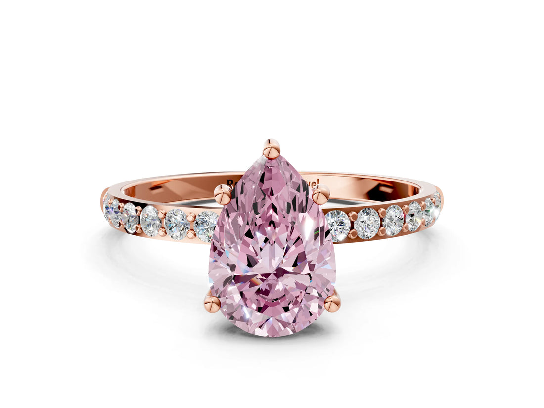Rose gold Fancy Pink Pear  Diamond Pavé Band with Six-Prong Setting_39
