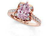 Rose gold Fancy Pink Pear  Diamond Pave Band with Floral Prong Setting_28