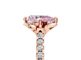 Rose gold Fancy Pink Pear  Diamond Pave Band with Floral Prong Setting_32