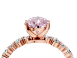Rose gold Fancy Pink Pear  Diamond Prong Set Engagement Ring with Pave Band_191