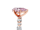 Rose gold Fancy Pink Pear  Diamond Prong Set Engagement Ring with Pave Band_192