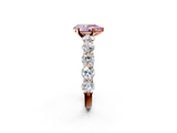Rose gold Fancy Pink Pear  Diamond Prong Setting with Side Stones on a Pave Band_127