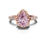 Rose gold Fancy Pink Pear  Diamond Solitaire Ring with Shared Prong Pavé Band_54
