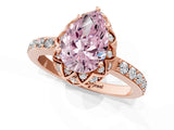 Rose gold Fancy Pink Pear  Diamond Solitaire Ring with Shared Prong Pavé Band_55