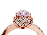 Rose gold Fancy Pink Pear  Diamond Solitaire Ring with Shared Prong Pavé Band_58