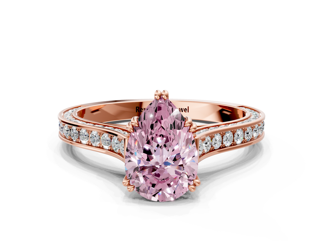 Rose gold Fancy Pink Pear  Diamond Solitaire with Pave Band and Six-Prong Setting_20