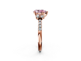 Rose gold Fancy Pink Pear  Diamond Three-Stone Pave Band with Four-Prong Setting_23