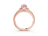 Rose gold Fancy Pink Pear  Diamond Three-Stone Pave Band with Four-Prong Setting_24
