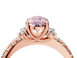 Rose gold Fancy Pink Pear  Diamond Three-Stone Pave Band with Four-Prong Setting_25