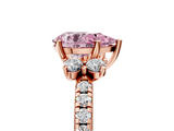 Rose gold Fancy Pink Pear  Diamond Three-Stone Pave Band with Four-Prong Setting_26