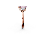 Rose gold Fancy Pink Pear  Diamond Three-Stone Ring with Trapezoid Side Stones and Prong Setting_18