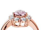 Rose gold Fancy Pink Pear  Halo Cluster Diamond Engagement Ring with Prong Setting and Polished Band_25