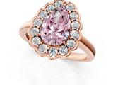 Rose gold Fancy Pink Pear  Halo Cluster Diamond Engagement Ring with Solitaire Band and Prong Setting_50