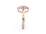 Rose gold Fancy Pink Pear  Halo Cluster Diamond Engagement Ring with Solitaire Band and Prong Setting_51