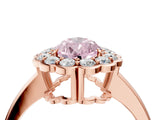 Rose gold Fancy Pink Pear  Halo Cluster Diamond Engagement Ring with Solitaire Band and Prong Setting_53