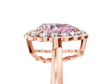 Rose gold Fancy Pink Pear  Halo Cluster Diamond Engagement Ring with Solitaire Band and Prong Setting_54