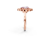 Rose gold Fancy Pink Pear  Halo Diamond Cluster Engagement Ring with Milgrain Bezel Setting and Solitaire Band_77