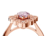 Rose gold Fancy Pink Pear  Halo Diamond Cluster Engagement Ring with Milgrain Bezel Setting and Solitaire Band_79
