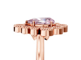 Rose gold Fancy Pink Pear  Halo Diamond Cluster Engagement Ring with Milgrain Bezel Setting and Solitaire Band_80