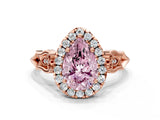 Rose gold Fancy Pink Pear  Halo Diamond Engagement Ring with Filigree Band and Four-Prong Setting_81