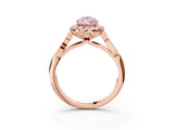 Rose gold Fancy Pink Pear  Halo Diamond Engagement Ring with Filigree Band and Four-Prong Setting_84