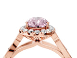 Rose gold Fancy Pink Pear  Halo Diamond Engagement Ring with Filigree Band and Four-Prong Setting_85