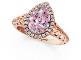 Rose gold Fancy Pink Pear  Halo Diamond Engagement Ring with Intricate Filigree Band and Four-Prong Setting_55