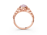Rose gold Fancy Pink Pear  Halo Diamond Engagement Ring with Intricate Filigree Band and Four-Prong Setting_57