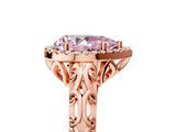Rose gold Fancy Pink Pear  Halo Diamond Engagement Ring with Intricate Filigree Band and Four-Prong Setting_59