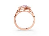 Rose gold Fancy Pink Pear  Halo Diamond Engagement Ring with Milgrain Band and Four-Prong Setting_40