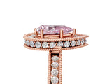 Rose gold Fancy Pink Pear  Halo Diamond Engagement Ring with Milgrain Pave Band and Four-Prong Setting_43