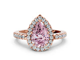 Rose gold Fancy Pink Pear  Halo Diamond Engagement Ring with Pavé Band and Four-Prong Setting_81