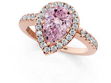 Rose gold Fancy Pink Pear  Halo Diamond Engagement Ring with Pavé Band and Four-Prong Setting_82