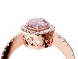 Rose gold Fancy Pink Pear  Halo Diamond Engagement Ring with Pavé Band and Four-Prong Setting_85