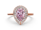Rose gold Fancy Pink Pear  Halo Diamond Engagement Ring with Solitaire Band and Four-Prong Setting_19
