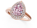 Rose gold Fancy Pink Pear  Halo Diamond Engagement Ring with Solitaire Band and Four-Prong Setting_20