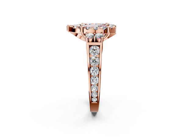 Rose gold Fancy Pink Pear  Halo Diamond Engagement Ring with Split Shank and Four-Prong Setting