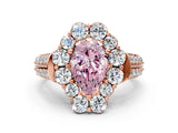 Rose gold Fancy Pink Pear  Halo Diamond Engagement Ring with Split Shank and Prong Setting_66